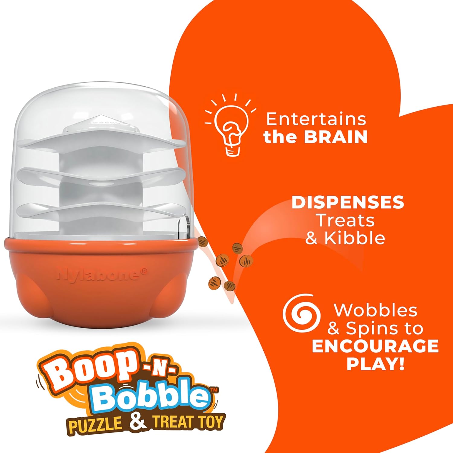 Nylabone Boop-N-Bobble Interactive Puzzle Toy & Treat Dispenser for Dogs, Mental Stimulating Dog Enrichment Toys, Treat Ball with 3 Customizable Challenge Levels - Image 4