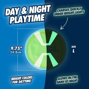 Alternative view of Chuckit! Max Glow Paraflight Flying Disc Dog Toy - Water Floating Flyer - Durable Nylon Construction with Soft Rubber Edges - For Medium and Large Dogs - Size Large - 9.75" L x 9.75" W - Pack of 1