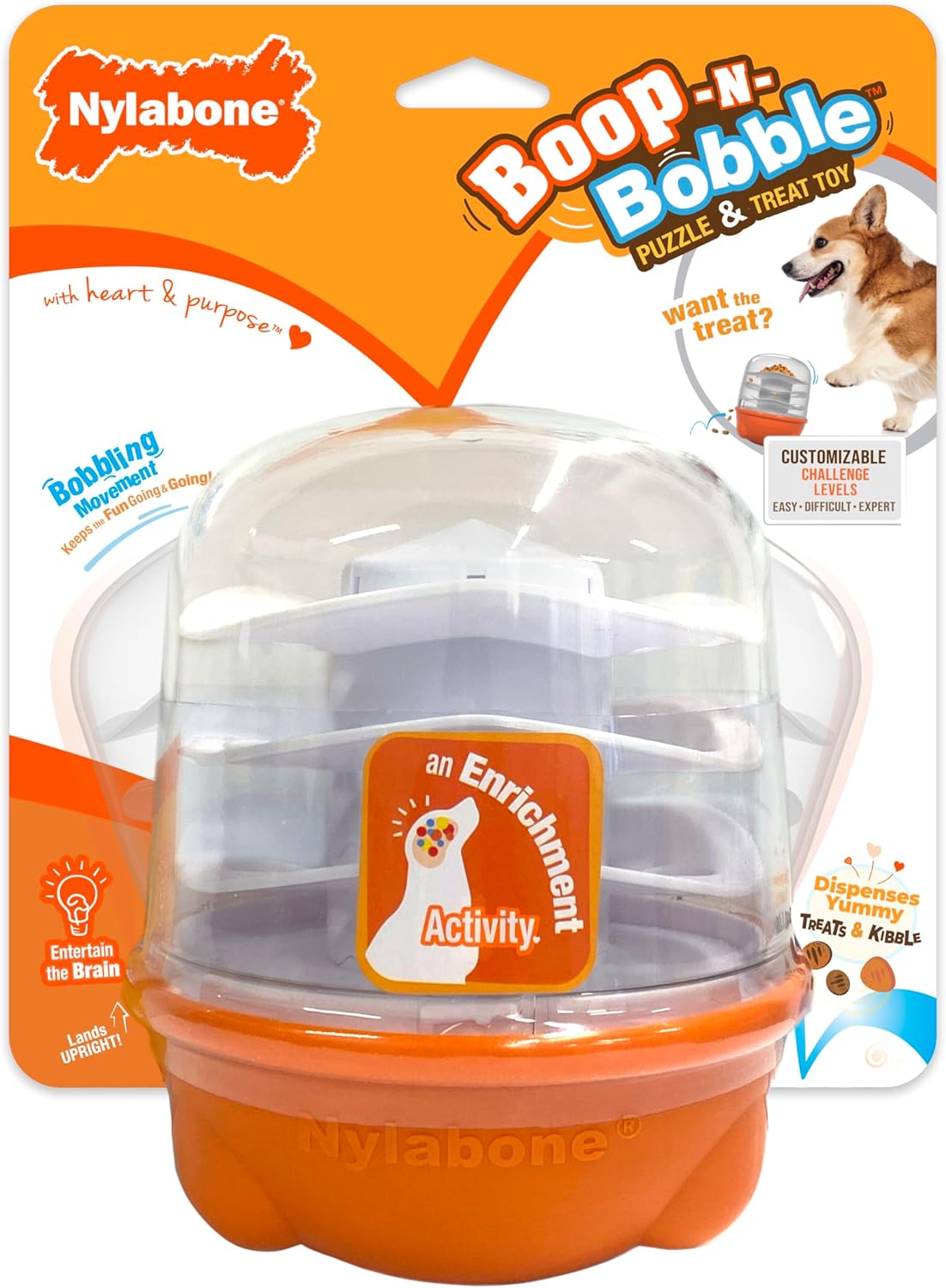 Nylabone Boop-N-Bobble Interactive Puzzle Toy & Treat Dispenser for Dogs, Mental Stimulating Dog Enrichment Toys, Treat Ball with 3 Customizable Challenge Levels - Image 3